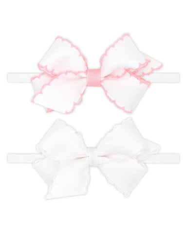 Gift Pack! Two Mini Moonstitch Edge Bows with Nylon Headband