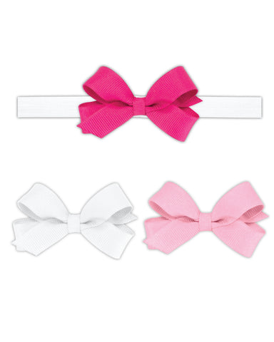 Gift Pack! Three Tiny Grosgrain Hair Bows and One Add-A-Bow Band