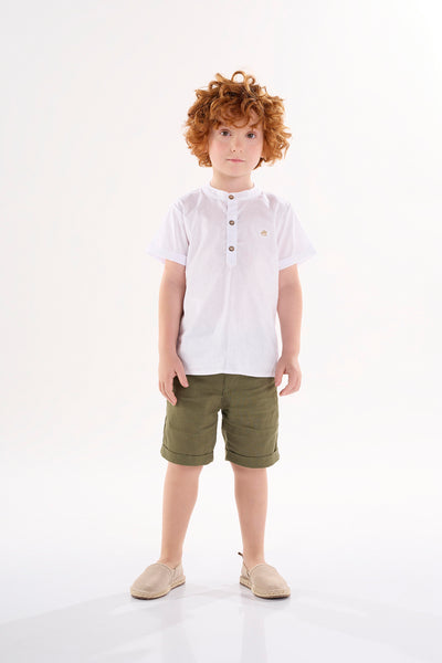 White Linen Short Sleeve Shirt