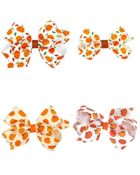 Pumpkin Hair Clip Bows (Variety of prints & size)