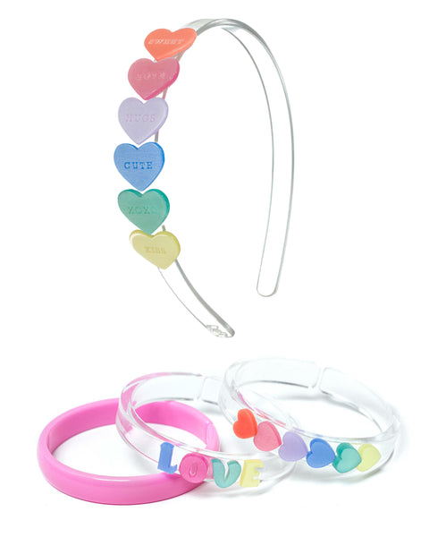 Pastel Candy Hearts Mixed Bangles