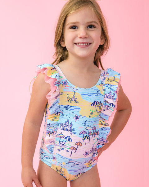 Beach Day Waterfall One Piece Swimsuit