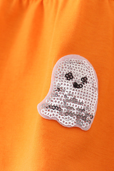 Orange Trick or Treat Sequin Tiered Ruffle Dress: 2T & 5T