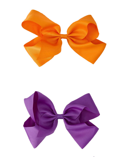 Grosgrain Hair Bow (Orange & Purple)