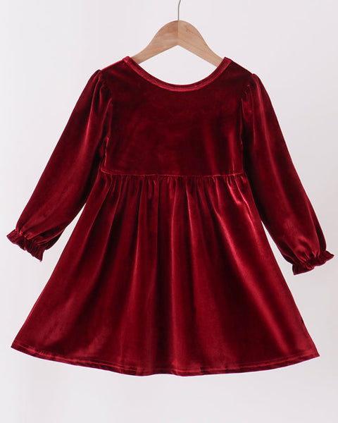 Maroon Velvet Bow Dress
