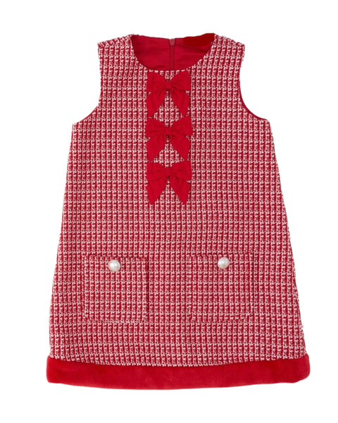 Charming Shimmer Tweed Bow Dress