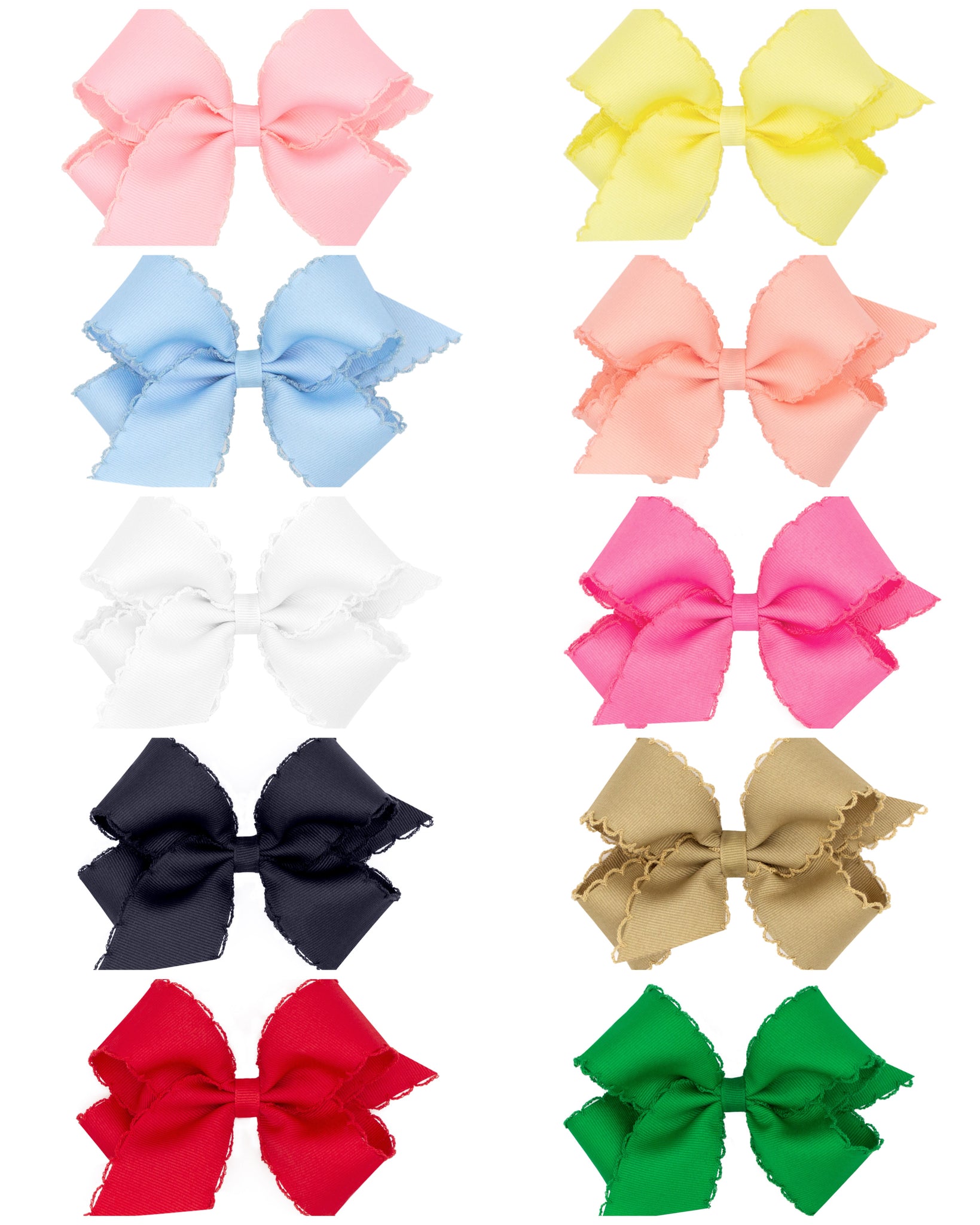 Hair Clip Bow with Matching Moonstitch Edge (Mini, Small & Medium Size)