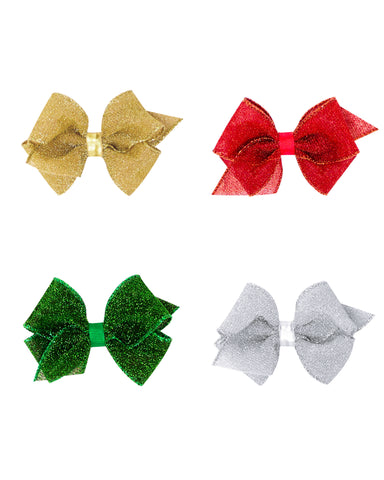 Glimmer Sparkle Mini Hair Bows (Variety of Colors)