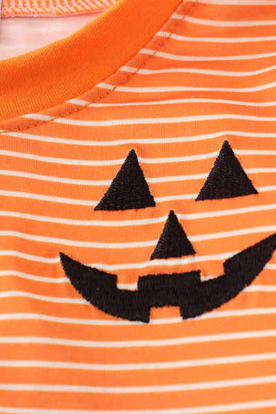 Jack O Lantern Orange Stripe Top: 2T & 3T
