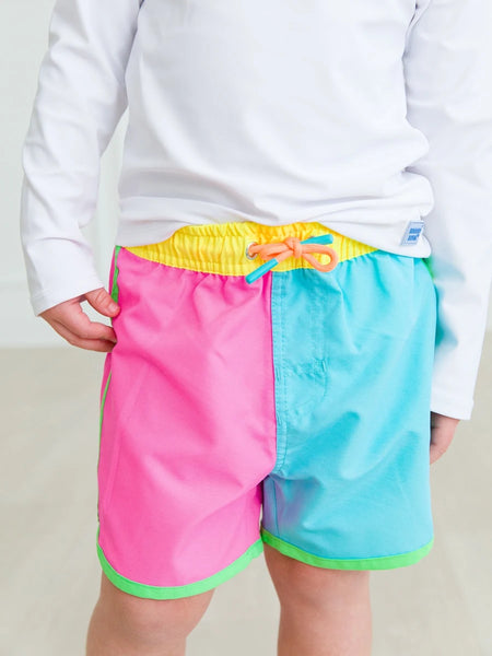 Neon Color Block Swim Trunk