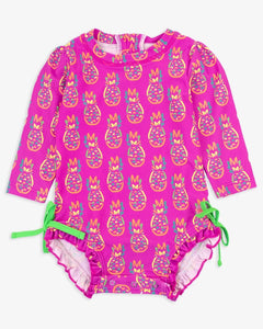 Pineapple Long Sleeve One Piece Swimsuit