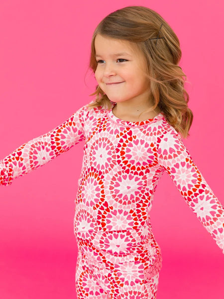 Pink & Red Kaleidoscope Hearts Pajama Set