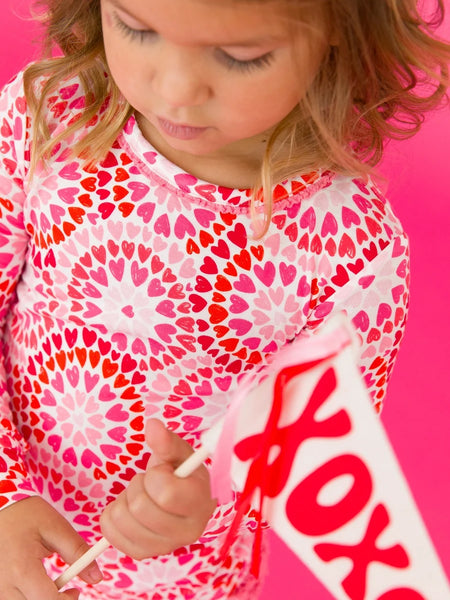 Pink & Red Kaleidoscope Hearts Pajama Set