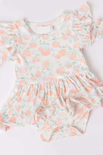 Pumpkins Twirl Flutter Bodysuit