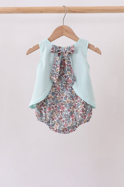 Floral Bow Bubble Romper