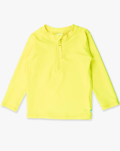 Neon Yellow Long Sleeve Zipper Rash Guard