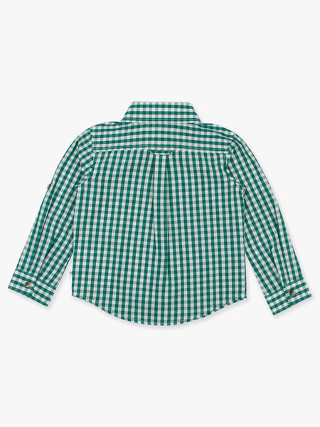 Emerald Green Gingham Long Sleeve Button Down Shirt