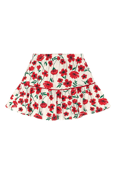 Red Floral Skirt Set
