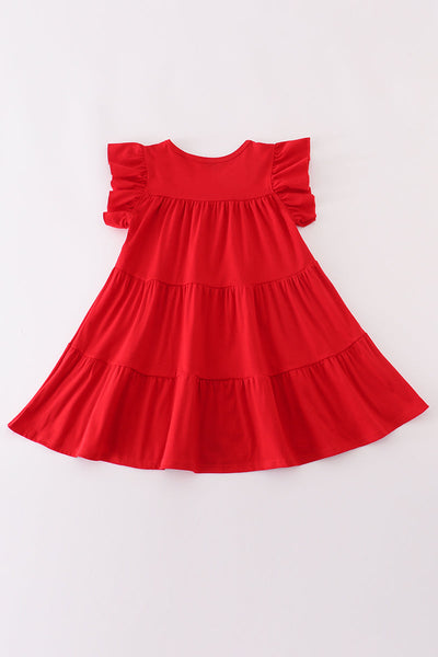 Merry Christmas Sequin Tiered Ruffle Dress