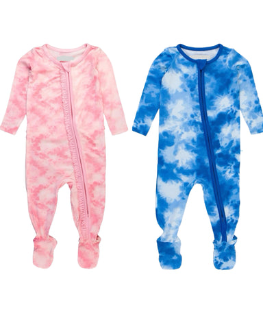 Tie Dye One Piece Zipper Footie Pajama (Variety of Color)