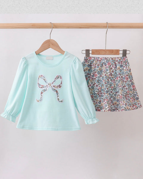 Floral Bow Skirt Set