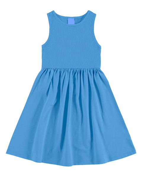 Blue Ribbed Tank Dress: 12Y