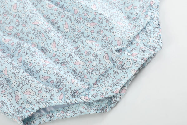 Floral Dove Smocked Romper