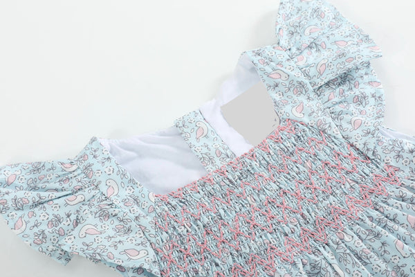 Floral Dove Smocked Romper