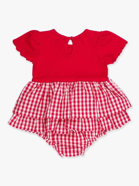 Red Gingham Skirted Romper: 2T