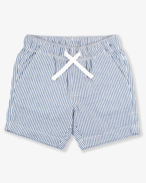 Blue Seersucker Pull-On Short