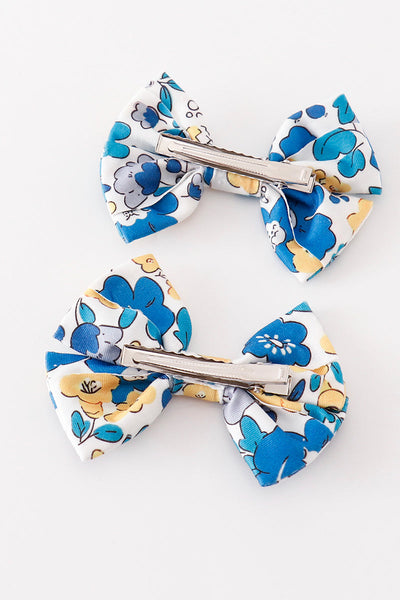 Blue Blooming Piggie Hair Bows