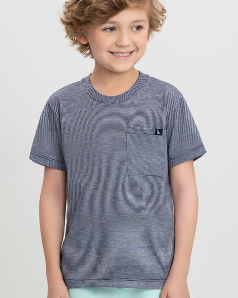 Navy Yarn Dyed T-Shirt