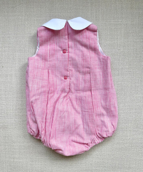 Pink Stripes Peter Pan Collar Bubble Romper