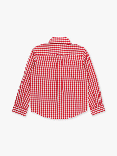 Red Gingham Long Sleeve Button Down Shirt