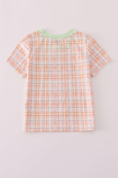 Pumpkin Plaid Embroidery T-Shirt