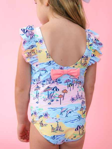 Beach Day Waterfall One Piece Swimsuit