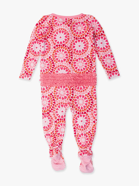 Pink & Red Kaleidoscope Hearts Zipper Footie Pajama