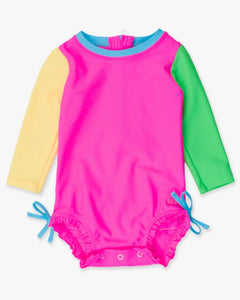 Neon Color Block One Piece Rashguard