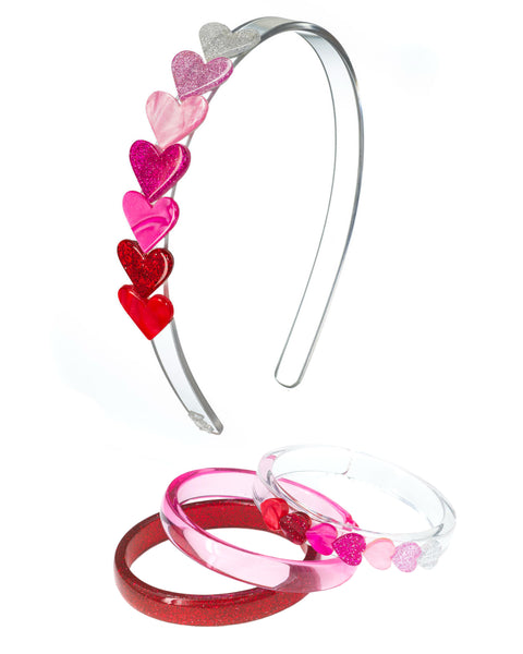 Mini Hearts Red Shades Mixed Bangles