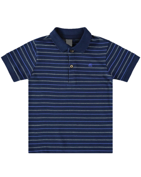 Blue Yarn Dyed Polo Shirt