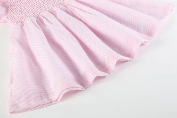 Pink Seersucker Smocked Dress