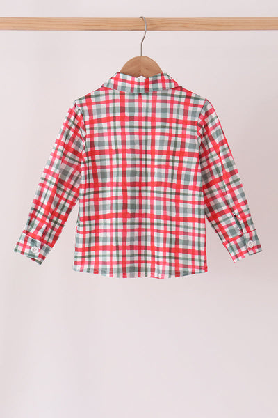 Red Plaid Button Down Shirt
