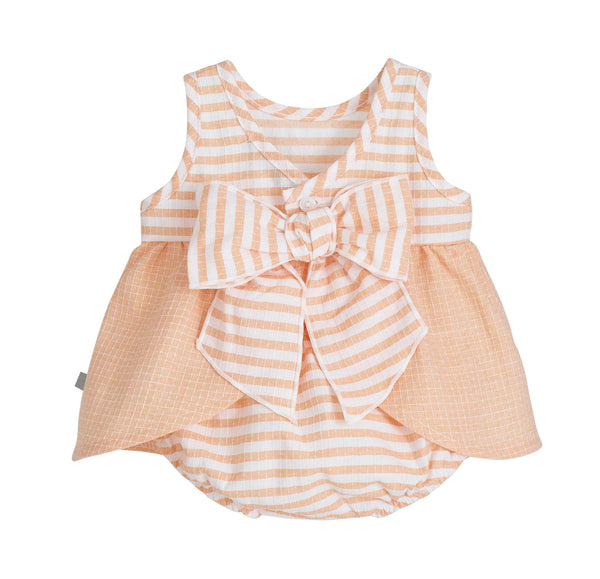 Peach Stripe Dress with matching bloomers