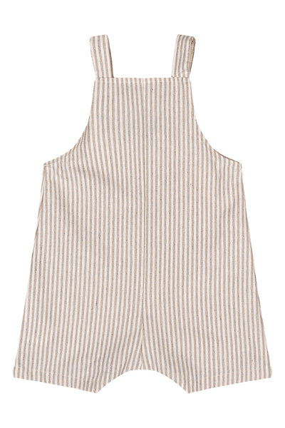 Beige Stripes Linen Overall Set