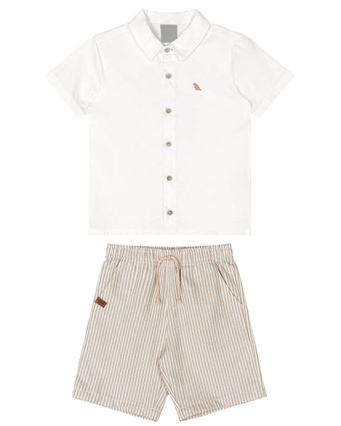 Beige Stripe Woven Set