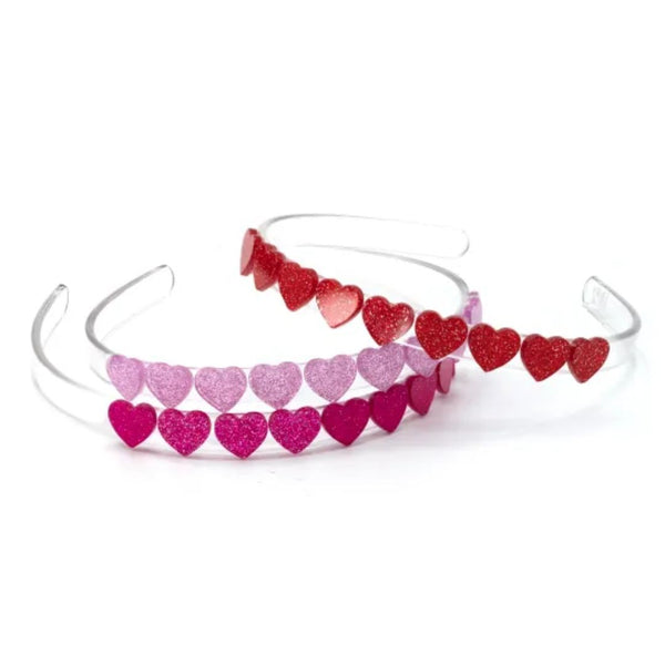 Mini Glitter Hearts Acrylic Headband (Variety of Colors)