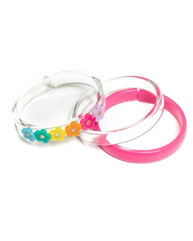 Bright Color Flowers + Cristal Bangles Set