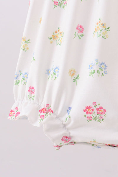 Charming Blue Floral Bubble Romper