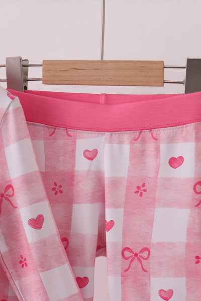 Heart Checkered Bamboo Pajama Set: 5T & 6Y