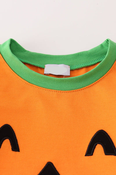 Jack O Lantern Embroidery Pajama Set: 12m